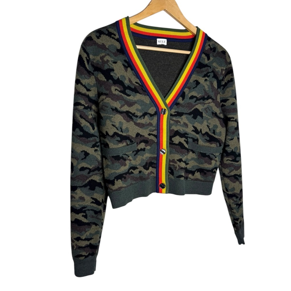 Kule The Jane Cardigan Camo Wool Blend Sweater Small - Picture 6 of 10